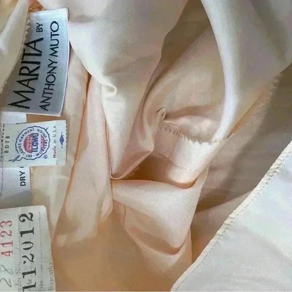 Vintage 70s Marita By Anthony Muto Gown Size 12 Deadstock NWT Peach Pleated - Picture 5 of 15